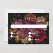 Dark & Moody Painted Floral Wedding Repcard Einladung (Vorderseite)