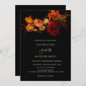 Dark Moody Painted Flowers Wedding Einladung (Vorne/Hinten)