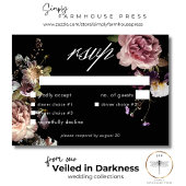 Dark Moody Pastel Opulent Floral Black Dinner RSVP Karte