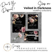 Dark Moody Pastel Opulent Floral Black Wedding Einladung