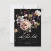 Dark Moody Pastel Opulent Floral Black Wedding Save The Date (Vorderseite)