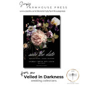 Dark Moody Pastel Opulent Floral Black Wedding Save The Date