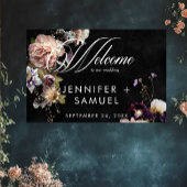 Dark Moody Pastel Opulent Floral Wedding Willkomme Poster