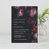 Dark Moody Peony Flowers Wedding Invitation Einladung (Stehend Vorderseite)