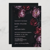 Dark Moody Peony Flowers Wedding Invitation Einladung (Vorne/Hinten)