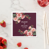 Dark moody pink and red roses burgundy wedding  serviette (Beispiel)