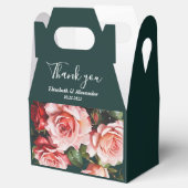 Dark moody pink and red roses green wedding geschenkschachtel (Geöffnet)