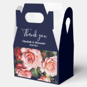 Dark moody pink and red roses navy blue wedding geschenkschachtel (Geöffnet)
