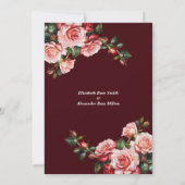 Dark moody pink and red roses Rehearsal Dinner Einladung (Rückseite)
