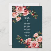 Dark moody pink and red roses seating chart card einladung (Rückseite)