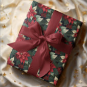 Dark Moody Poinsettia Floral Winter Holiday Geschenkpapier