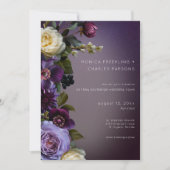 Dark Moody Purple Lavender Floral Modern Wedding Einladung (Vorderseite)