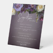 Dark Moody Purple & Lavender Floral Modern Wedding Sockelschild (Vorderseite)