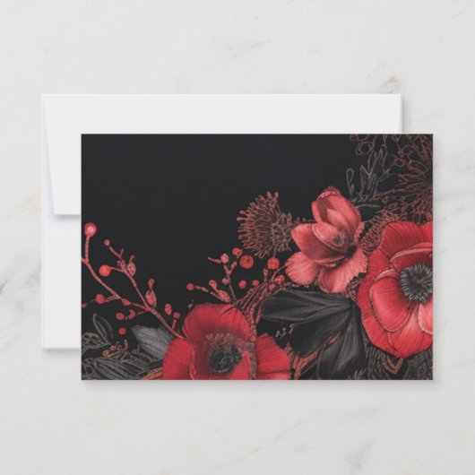 Dark Moody QR Code Floral Wedding RSVP Karte (Rückseite)