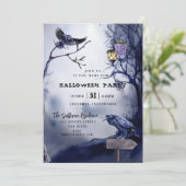Dark Moody Raven Night Halloween-Party Einladung (Stehend Vorderseite)