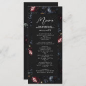Dark Moody Romantic Black Peony Gothic Wedding Menükarte (Vorne/Hinten)