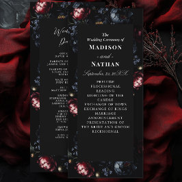 Dark Moody Romantic Black Peony Gothic Wedding Programm