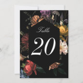 Dark Moody Romantic Dutch Floral Wedding Table Num (Vorderseite)