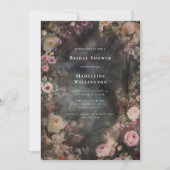 Dark Moody Romantic Floral Brautparty Einladung (Vorderseite)