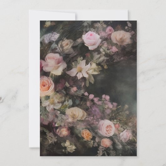 Dark Moody Romantic Floral Brautparty Einladung (Rückseite)