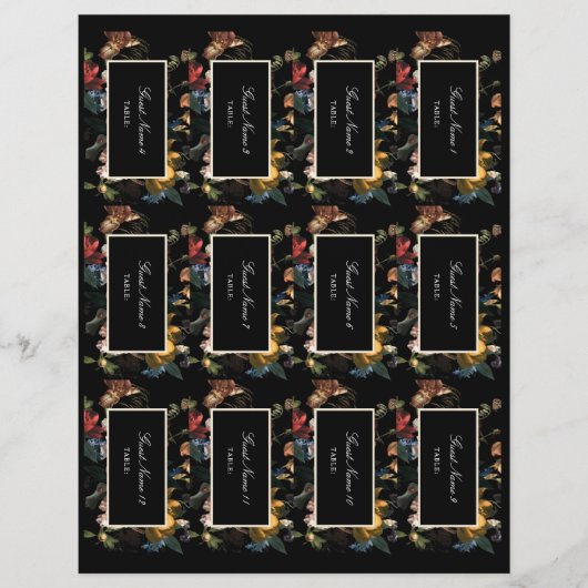 Dark Moody Romantic Floral DIY Platzkarten (Vorderseite)