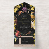 Dark Moody Romantic Floral Dutch Painterly Foil All-in-One-Einladung (Innenseite)