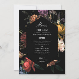 Dark Moody Romantic Floral Dutch Painterly Menu Einladung
