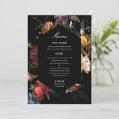 Dark Moody Romantic Floral Dutch Painterly Menu Einladung (Stehend Vorderseite)