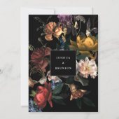 Dark Moody Romantic Floral Dutch Painterly Menu Einladung (Rückseite)