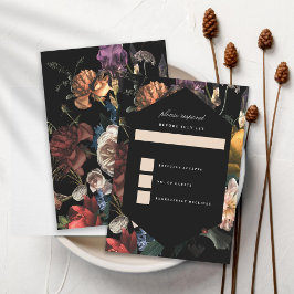 Dark Moody Romantic Floral Dutch Painterly RSVP Karte