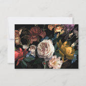 Dark Moody Romantic Floral Dutch Painterly RSVP Karte (Rückseite)
