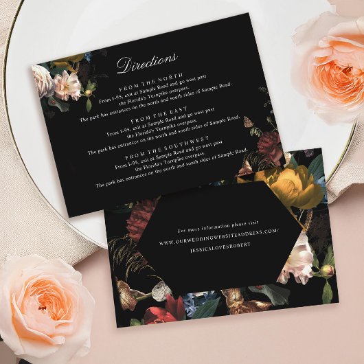 Dark Moody Romantic Floral Dutch Painterly Wedding Begleitkarte