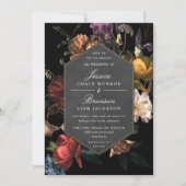 Dark Moody Romantic Floral Dutch Painterly Wedding Einladung (Vorderseite)