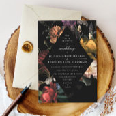 Dark Moody Romantic Floral Dutch Painterly Wedding Einladung