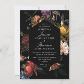 Dark Moody Romantic Floral Dutch Painterly Wedding Einladung (Vorderseite)