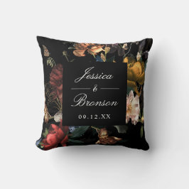 Dark Moody Romantic Floral Dutch Painterly Wedding Kissen
