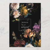 Dark Moody Romantic Floral Dutch Painterly Wedding Menükarte (Rückseite)