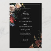 Dark Moody Romantic Floral Dutch Painterly Wedding Menükarte (Vorderseite)