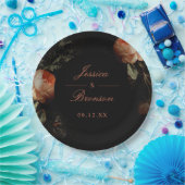 Dark Moody Romantic Floral Dutch Painterly Wedding Pappteller (Party)