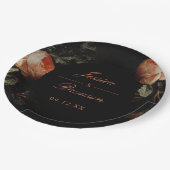 Dark Moody Romantic Floral Dutch Painterly Wedding Pappteller (Schrägansicht)