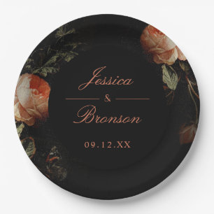 Dark Moody Romantic Floral Dutch Painterly Wedding Pappteller