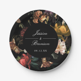 Dark Moody Romantic Floral Dutch Painterly Wedding Pappteller