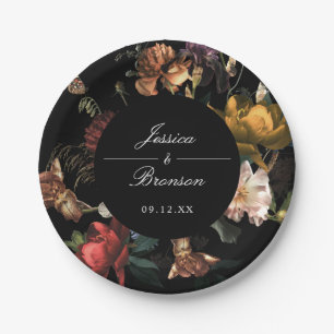 Dark Moody Romantic Floral Dutch Painterly Wedding Pappteller