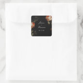 Dark Moody Romantic Floral Dutch Painterly Wedding Quadratischer Aufkleber (Tasche)