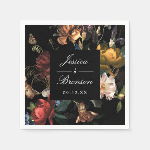 Dark Moody Romantic Floral Dutch Painterly Wedding Serviette