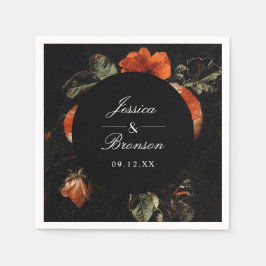 Dark Moody Romantic Floral Dutch Painterly Wedding Serviette