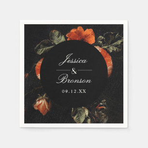 Dark Moody Romantic Floral Dutch Painterly Wedding Serviette