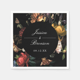 Dark Moody Romantic Floral Dutch Painterly Wedding Serviette