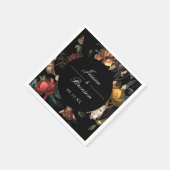 Dark Moody Romantic Floral Dutch Painterly Wedding Serviette (Ecke)