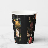 Dark Moody Romantic Floral Dutch Polterabend Pappbecher (Rechts)